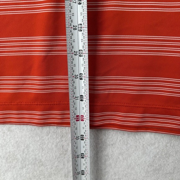 Nike Dri Fit Polo Shirt Mens XXL Orange Striped Short‎ Sleeve Golf Performance - Picture 6 of 8